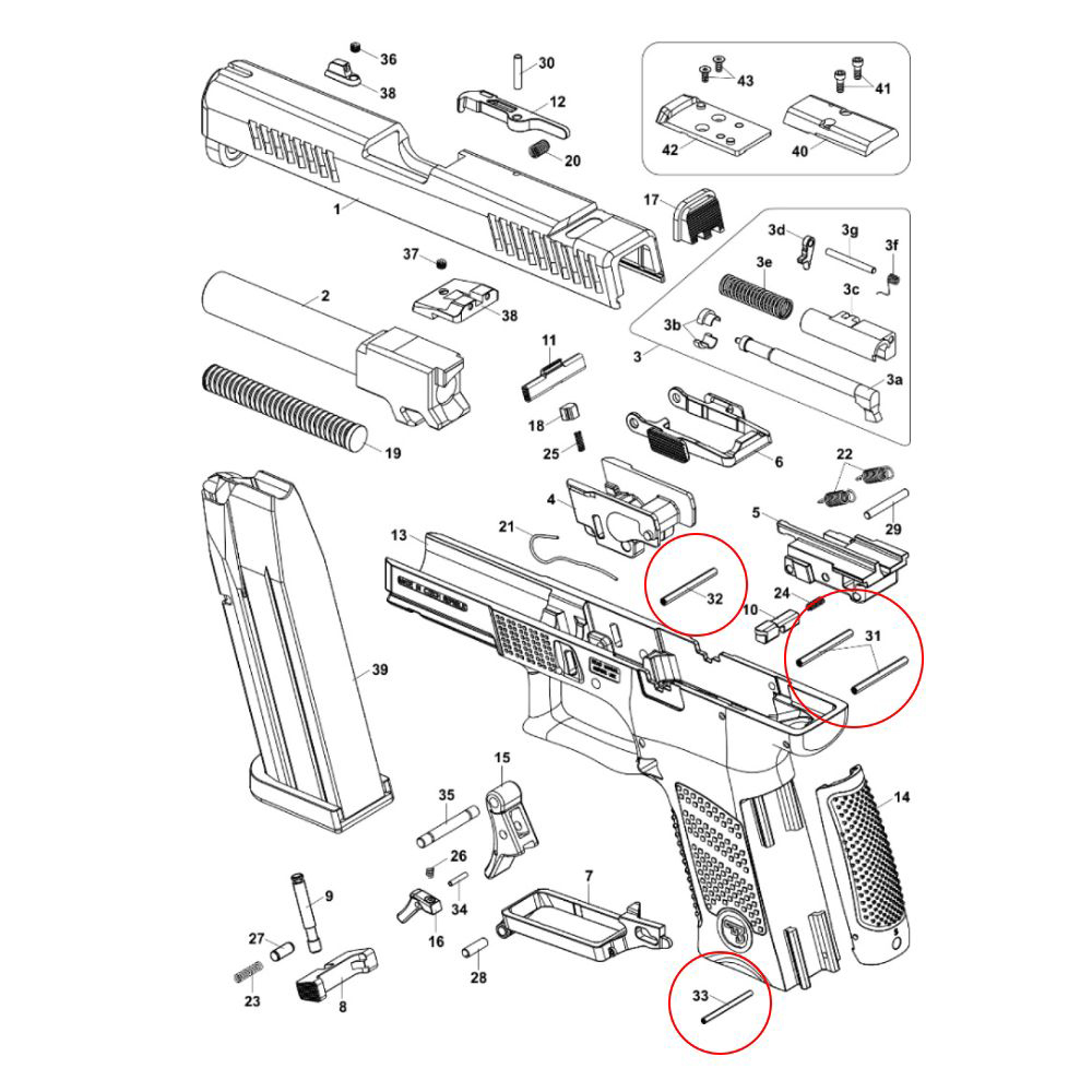 CZ P10 Frame Pin Set – HB Industries