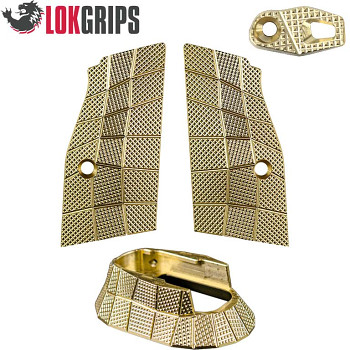 CZ TS 2, CZ 75 TACTICAL SPORTS BRASS GRIDLOK GRIPS SET | MAGWELL & GRIPS