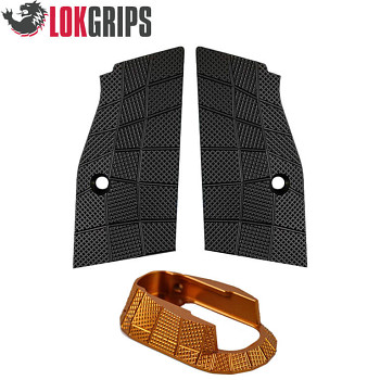 CZ SHADOW 2 ALU GRIDLOK GRIPS SET - MAGWELL & GRIPS | BLACK & ORANGE